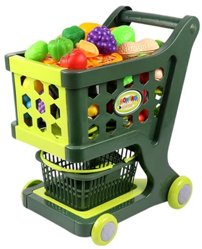 Lamppdcor Kids Shopping Wagen, Einkaufswagen für Kinder, Kindereinkaufswagen -Wagenspielzeug, Einkaufskorb -Spielset, Spielzeugeinkaufswagen für Kinder