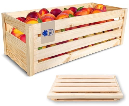 Creative Deco Faltbare Holzkiste Klappkiste mit Schlitzen 69x29,5x23,5 cm | Einfache Montage ohne Werkzeug | Aufbewahrungsbox Obstkiste Gemüse | Holzbox, Geschenkbox, Spielzeugkiste, Klappbox