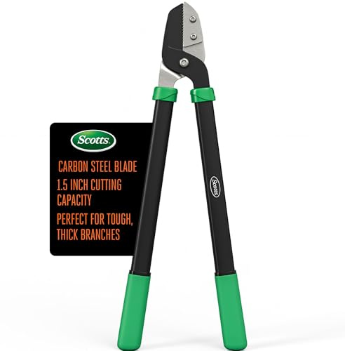 Scotts 21 in. Anvil Lopper – Heavy-Duty Branch Cutter with Teflon-Coated Carbon Steel Blade, 1.5 in. Cutting Capacity, and Comfort Grip Handles, for Dry, Hard, Thick Branches