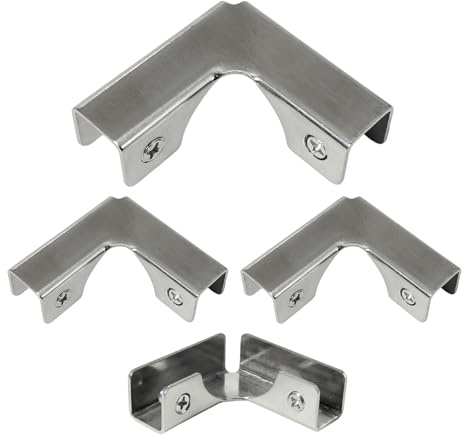 4Pcs Abrazaderas para Esquinas de Vidrio en Acero Inoxidable 304, Conector de Esquina en Forma de L para Vidrio, Abrazaderas de Ángulo Recto para Fijación Pecera (para vidrio de 10-12 mm)