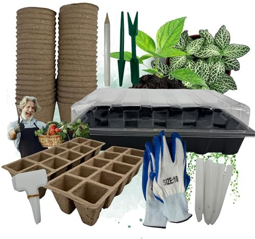 TronicXL Invernadero de interior, caja de cultivo, set de iniciación, macetas, herramientas y guantes para semillas, plántulas, accesorios de jardín, mini invernadero