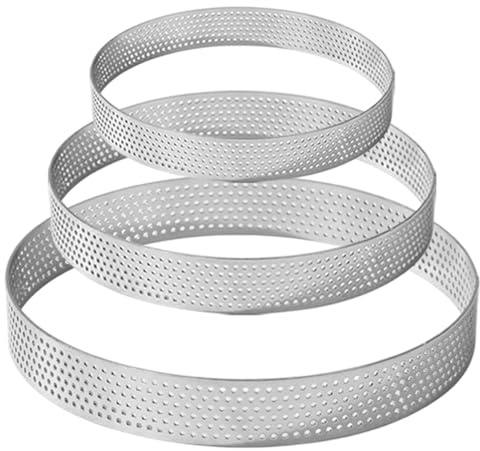 Hintyne Lot de 3 Cercles à Tarte diamètre 10/15/20 cm en Acier Inoxydable microperforé perforés pour tartes et pâtisseries