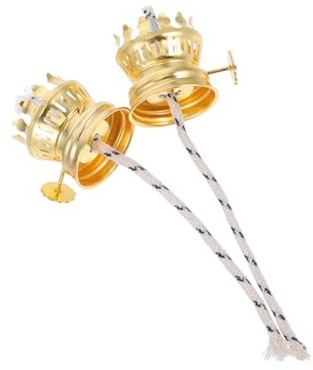 KAILIKETIY 2 Stück Vintage Öllampenbrenner aus Zinklegierung Gold mit Dochten Leicht zu Montieren und Zerlegen für Reparatur von Öllampen