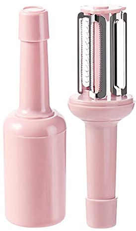 BAFOVY 3-in-1 Vegetable Peeler Stainless Steel Ergonomic Handle Kitchen Gadget Multi Function Peeler with Rotating Double-Edged for Potato Carrot Tomato Kiwi Mango (Pink)