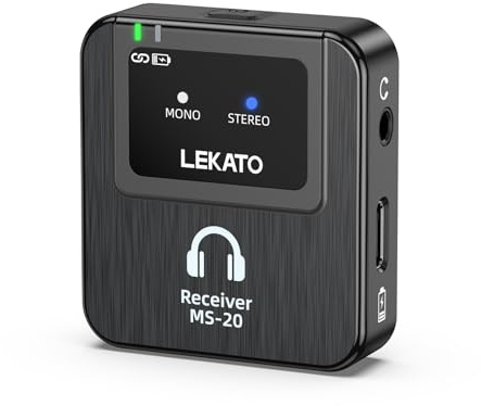 LEKATO Wireless In-Ear Monitor System,2.4G Stereo Wireless IEM System with Transmitter Beltpack Receiver for Studio, Band Rehearsal,Small Gig (Receiver Only)