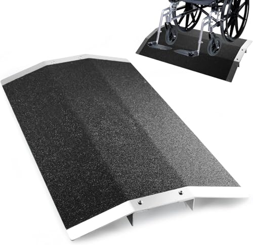 Hanured® Rollstuhlrampen 80 x 40cm, Aluminium-türschwellenrampe mit Stützrahmen und Rutschfester Oberfläche, 300kg Tragkraft, für Scooter, Rollstuhl, Gehhilfen