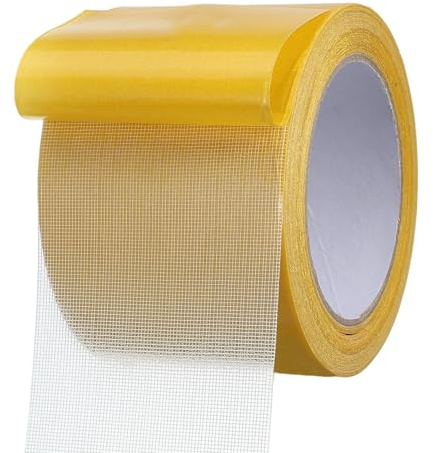 QUARKZMAN Ruban Adhésif Double Face En Tissu 8cm x 20m Ruban De Montage Pour Tapis Rubans Adhésifs Transparents Avec Maillage En Fibre De Verre Pour Vêtements DIY ornementation Murale