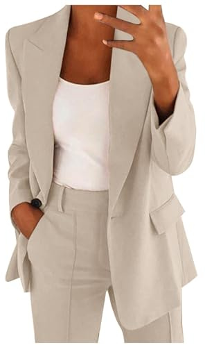 2025 Tailleur Femme Ensemble Pantalon 2 Pièces Chic et Elegant Couleur Unie Slim Fit Blazer Veste Formel Bureau Travail Costumes Manteau Col Revers Pantalons #901