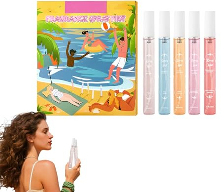 Mini Parfüm Set, Verschiedene Düfte, Lang Anhaltendes und Frisch Fruchtiges Spray Für Frauen, 5x10ml Eau de Parfum mit frischen Blumigen und Fruchtigen Düften, Reisegröße, Geschenk-Set (5×10ml, 1)