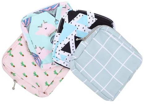 TOYANDONA Sacchetti per Assorbenti da 4 Pezzi in Poliestere Resistenti e Delicati per Ragazze, Portaoggetti Igienici Comodi e Portatili per Uso Indoor o Scuola
