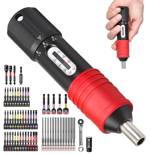 GEINXURN Set de 61 Tournevis Dynamométriques Réglables 1-6 N·m, Clé à Cliquet, Embouts, Douilles à Chocs – pour Électronique, Vélo, Maison