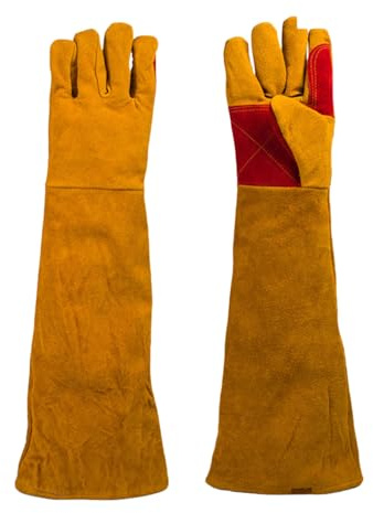 Oxxggkao Guanti da lavoro resistenti alla fiamma Protezioni per le mani da saldatore Taglio Guanti per saldatura in pelle per uomo donna Guanto a maniche lunghe Guanti in pelle