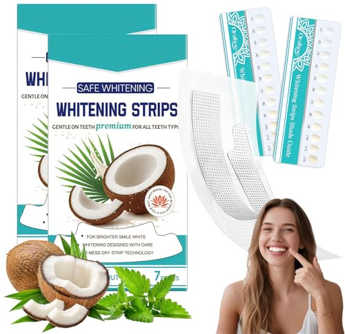 Teeth Whitening Strips, 14 Behandlungen Kokos-Minze Zahnaufhellung Strips, Bleaching Stripes, White Stripes Zähne, Whitening Strips, Schnelle Entfernung Zahnfleck Empfindliche Zähne Zahnschmelz Sicher
