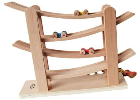 Ysyqkn Mini Autorennbahn Aus Holz, Spielzeugauto Aus Holz, Spielzeug für Kindergartenjungen