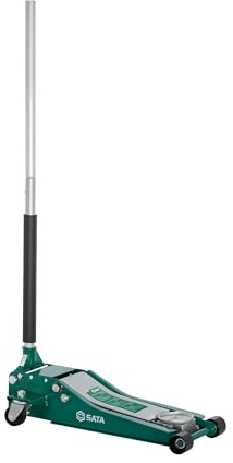 SATA Wagenheber Aluminium, flach, 2T ST97817SC (Aluminiumwagenheber) Höhe: 85-470 mm/Kapazität: 2 t, Eingebaute Sicherheitsüberlastungsvorrichtung, Doppelkolbenpumpe für schnelles Heben