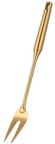 Meisha Fleischgabel, strapazierfähiges und langlebiges Küchengerät aus Edelstahl 304, Serviergabel aus Metall mit hängendem Loch - Gold