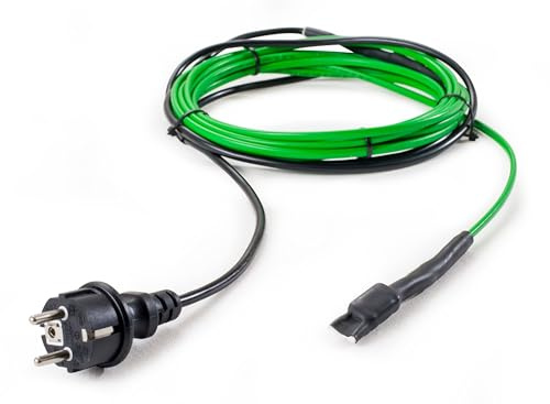 Frostschutz vorgefertigt stromsparend eisfrei Heizkabel Heizband 10 W/m mit Stecker und Thermostat 2-135m frostfrei für Rohr Dachrinne Photovoltaik Tränke Wasserbehälter, Länge:16.00m