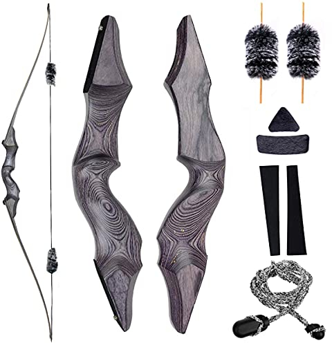 Obert 60 Zoll Bogenschießen Takedown Langbogen 25-60lbs Rechte Hand Jagdbogen Sportbogen Traditionell Holzbogen für Erwachsene (40lbs)