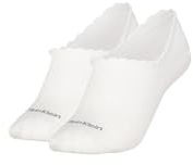 Calvin Klein Women's Diamond Open Work High Cut Footie Socks (Pack of 2), White, One Size