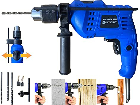 Trapano avvitatore a percussione da 850 W, velocità variabile 2 in 1 e trapano a percussione con impugnatura girevole a 360°, foratura precisa su legno, acciaio, cemento, muratura