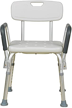 OR8 Wellness Bath Shower Chair Rectangular Adjustable With Armrest and Backrest, Anti-Slip Padded Medical Shower Seats Stool Ergonomic Aid for Handicap, Disabled, Seniors, Elderly