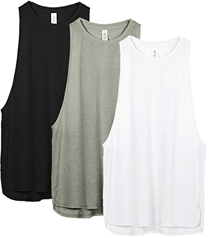 icyzone Damen Sporttop Locker 3er Pack - Leichte Yoga Fitness Oberteil | Sport Tank Top für Damen, Racerback und Großzügige Armausschnitte, Natürlich Weich, Atmungsaktive
