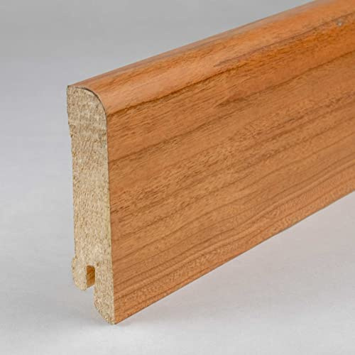 PROVISTON | Sockelleisten | Abgerundetes Profil | 15 x 70 x 2500 mm | Echtholzfurnier | Kirsche | Moderne Fußleiste | 1 Stück