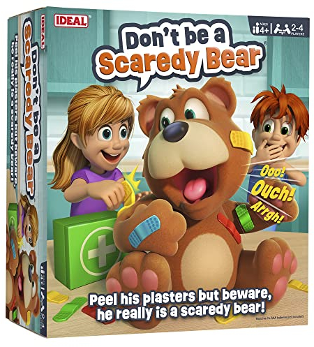Ideal | Don't be a Scaredy Bear: The plaster pulling teddy bear game- peel his plasters but beware, he really is a scaredy bear! | Kids Games | For 2-4 Players | Ages 4+
