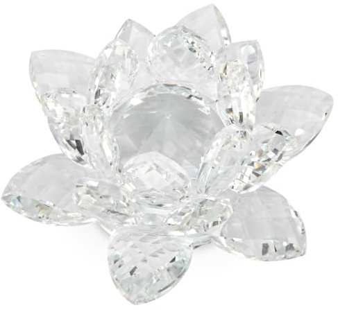 Fiore di loto di cristallo,Lotus Crystal,Loto di cristallo chiaro per la decorazione Feng Shui, Artigianato di fiori di loto in cristalli ornamenti in vetro decorazione per la festa di nozze(b)