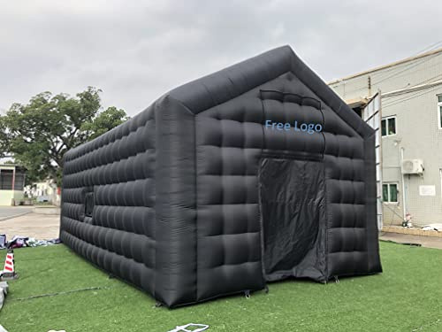 Grande tenda gonfiabile nera a cubo per matrimoni, gazebo quadrato, sala eventi grande, portatile, per night club, padiglione per feste in cortile/eventi all'aperto (9 x 5 m)