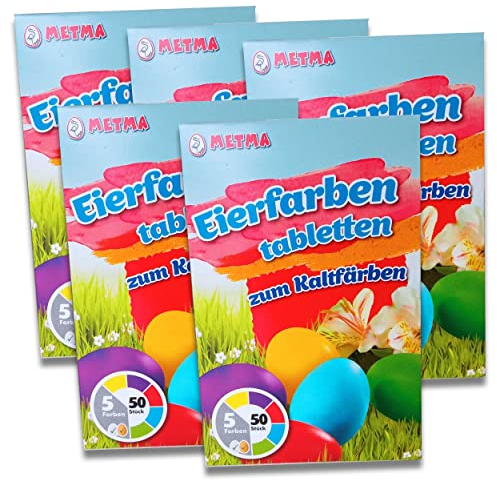 5x Eierfarbe zum Kaltfärben 25 Tabletten blau, gelb, grün, rot, lila Ostereierfarbe Färbefarbe