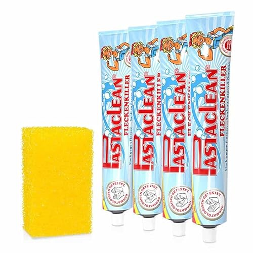 Pastaclean Fleckenpaste, Fleckentferner für alle Fleckenarten, 4x 100ml + Schwamm