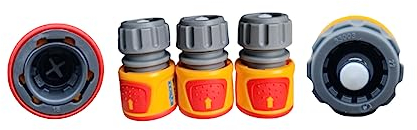 SK INFINITY | Hozelock Conector AquaStop soft touch Water Stop Connector - 12.5mm - 15mm- Watertight, Non-slip, Ideal for the Start of the Hose-Yellow/Grey-Quick Connector (3- Pack)