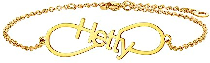 Bestyle Individuelles Namensfußkette Damen Edelstahl Infinity Fußkettchen Längenverstellbar 22-27cm