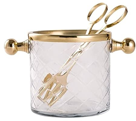 Seau a Glace Seau Champagne Seau À Champagne Seau À Glace en Verre en Laiton avec Pince À Glace Seau À Vin Adapté Aux Bars Domestiques Rafraîchisseur de Bouteille Vin
