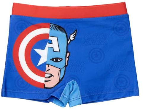 Marvel Avengers Costume da Bagno per Ragazzi, Boxer da Bagno Capitan America, Pantaloncini da Bagno per Bambino, Taglia 6 Anni | Blu