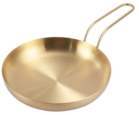 SOLUSTRE Poêle À Frire En Acier Inoxydable À Trois Épaisseurs Poêle À Induction Dorée Assiette À Steak Plateau De Service Alimentaire De Cuisine Assiette De Collation Pour Du