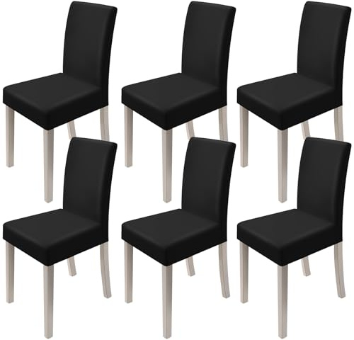 Euleryoo 6 Pièces Universel Housses de Chaise Extensible Très Facile à Nettoyer et Durable, Housses de Chaise pour Salle à Manger Décor de Restaurant Mariage Hôtel Restaurant, Noir