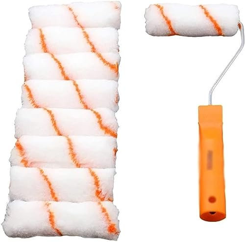 Rulli per verniciatura， Rullo per facciate， Attrezzi for pittura murale 4'' 100mm Rullo for pittura murale professionale Pennello con manico Strumento Kit di utensili sostituibile da 10 pezzi