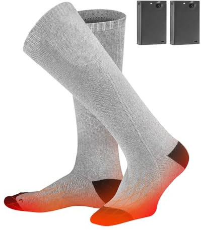 Heated Socks, MUTOUHE Electric Heated Socks for Men Women, Winter Warm Socks for Outdoor Sports - Camping, Hiking, Fishing, Cycling, Walking, Hunting, Motorcycling, Skating and Skiing (Grey)