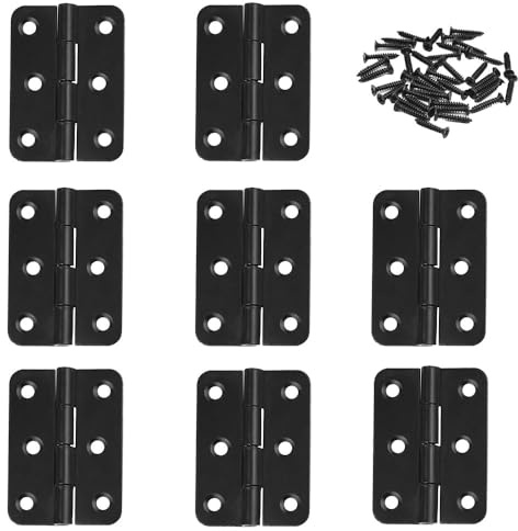 8pcs 3 Inch (75mm) Matt Black Ball Bearing Hinges, Door Hinges Black Stainless Steel Butt Hinges with 48 Pcs Screws for Internal External Doors