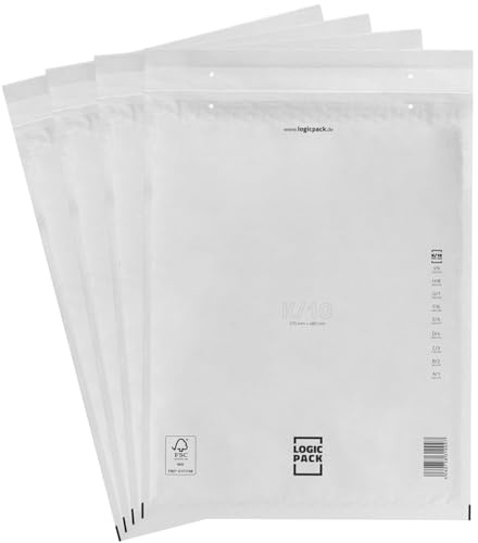 LOGIC PACK Luftpolstertaschen K10 Weiß, 300, Versandtaschen gepolstert