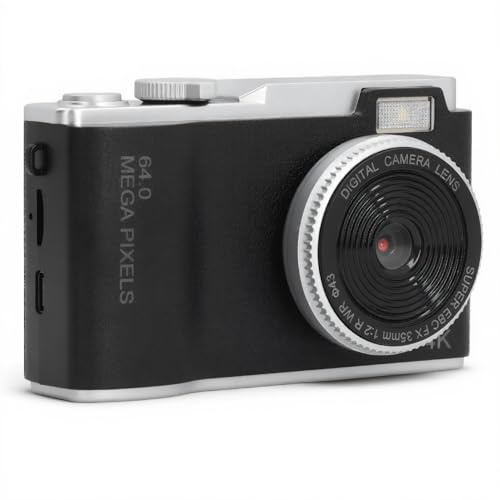 Appareil Photo Numérique, Appareil Photo Portable 48 MP avec Zoom 16x, écran 2,4 Pouces, Caméra Autofocus Selfie 1080P Anti-secousses pour Voyage, Batterie 800 MAh (Black)