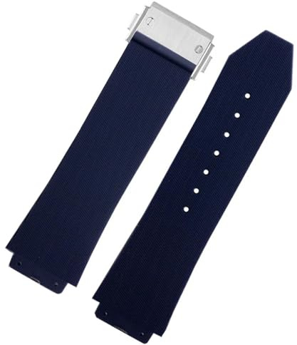 KDEGK FKM fluorosilikonarmband för HUBLOT BIG BANG Silikon 25 * 17mm 26 * 19mm Vattentät herrklockarmband Kedjeklocka Gummiarmband Armband(S Blue-silver,26-19mm)