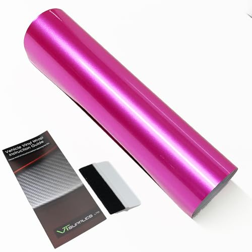 Candy Metallic Car Vinyl Wrap Film [Self Adhesive Air Release Film] with Squeegee Tool - Outdoor Rated for Car Automotive Use (Pink, 30 x 152cm)