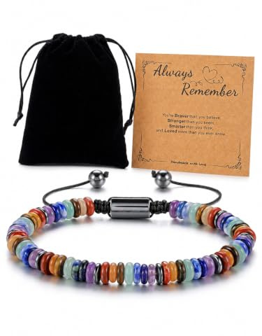 CrystalTears Chakra Bracelet for Women, Natural Healing Crystal Stone Beaded Bracelet with Encouragement Card, Adjustable Braided Bracelets gifts for Women Her Mum Friend Birthday Christmas