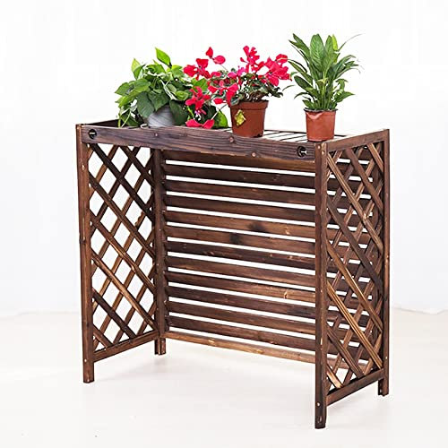 Genérico Cubierta de Aire Acondicionado Exterior con Soporte de Flores de Madera, Pantalla de privacidad Cerrada para Exteriores, Rejillas Protectoras para Aires acondicionados y Bombas de Calor, Pan
