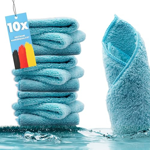 HELOME 10 X Mikrofaser Super Saugtuch/Staubtuch im - Effiziente, Chemiefreie Reinigung mit Super Saugkraft - 10er-Pack Saugtücher – Microfaser-Trockentuch | Staubmagnet