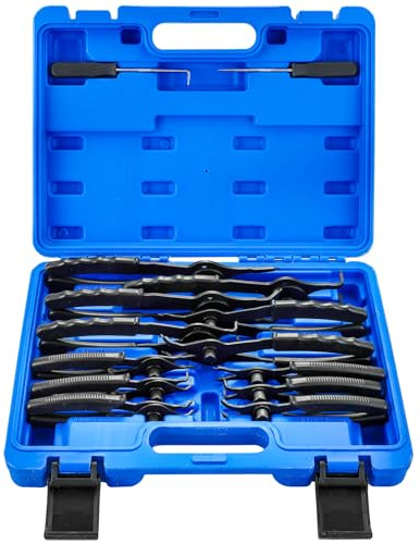 DASBET 14PCS Snap Ring Pliers Set Heavy Duty Retaining Ring Pliers Set with 45°/90° Bent & Straight, Internal & External Circlip Pliers w/Hook & Pick for 0.038in 0.047in 0.070in 0.090in