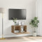 QJBSAVVA Mobile TV per Soggiorno Moderno in Legno Ingegnerizzato Rovere Artigianale, Design Salvaspazio con 2 Porte, Finitura Opaca, Colore Marrone, Altezza 30 cm, Facile da Pulire per Interni